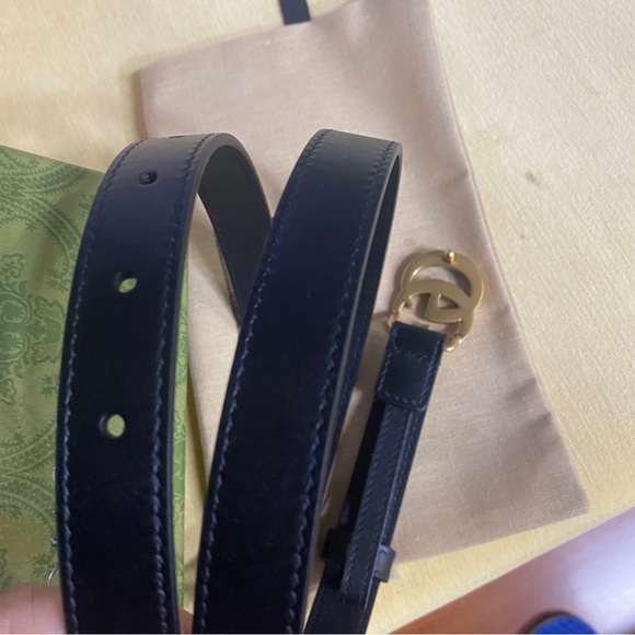 Gucci Dark Green Belt with Gold GG Buckle - Picture 6 of 8